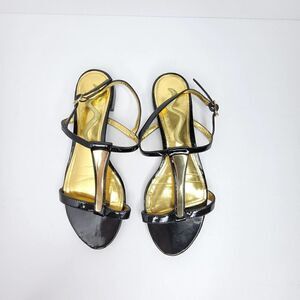 Nina Formal 1/2 inch heel Sandal Gold Black Size 6.5